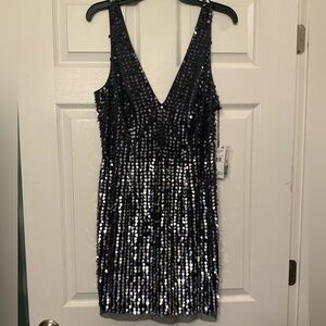 Dazzling Gunmetal Sequin Mini Dress